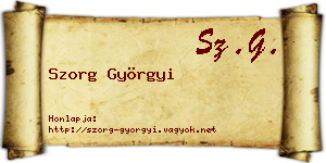 Szorg Györgyi névjegykártya
